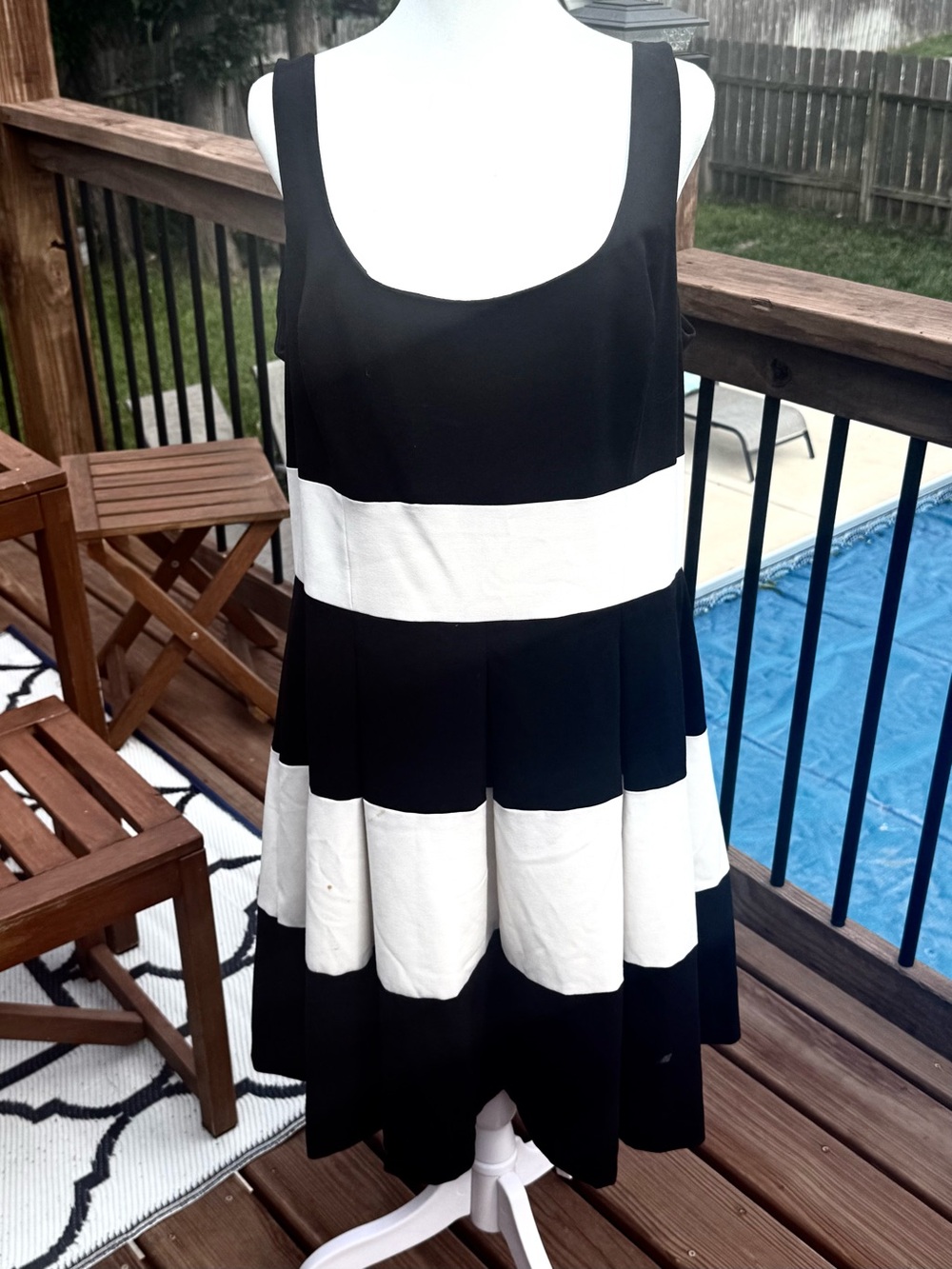 Lauren: Black and White Striped Sleeveless Dress
